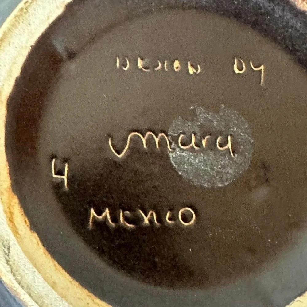 Mary 4 Mexico brown and tan ceramic plate with baby quail and bushes